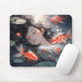 Fantasy Anime Girl and Carps Mousepad (Mit Mouse)