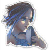 Fantasy-Anime-Mädchen mit antarktischem Pinguin-Au Aufkleber (Vorderseite)