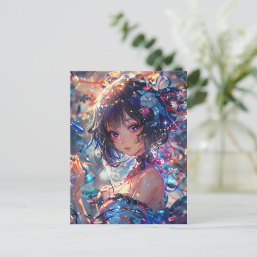 Fantasy Anime Mädchen Postkarte (Stehend Vorderseite)