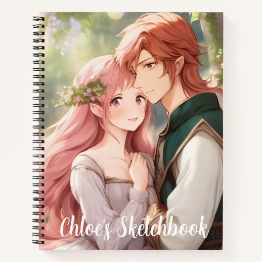 Fantasy Anime Paar Skizzenbuch Notizblock (Vorderseite)