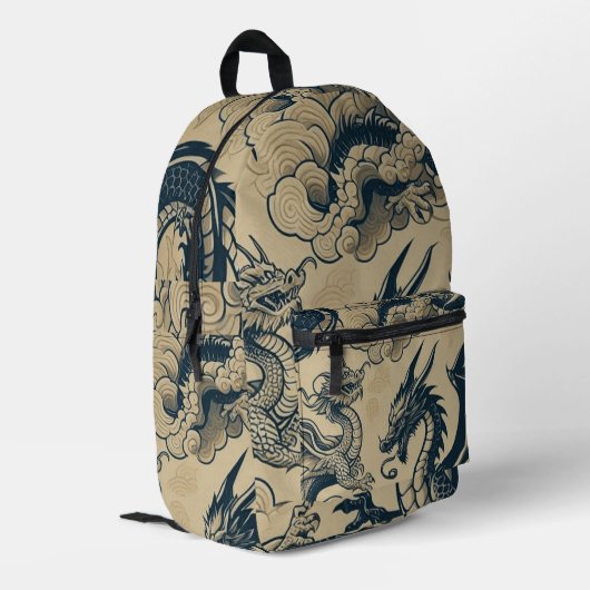 Fantasy Antike Drachen Bedruckter Rucksack (Rückseitige Ecke links)