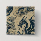 Fantasy Antike Drachen Button (Vorderseite)