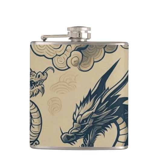 Fantasy Antike Drachen Flachmann (Vorderseite)