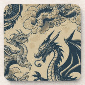 Fantasy Antike Drachen Getränkeuntersetzer (Vorderseite)