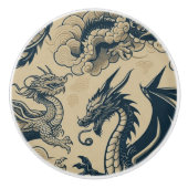 Fantasy Antike Drachen Keramikknauf (Vorderseite)