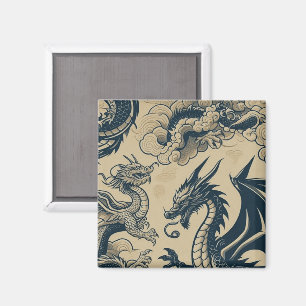 Fantasy Antike Drachen Magnet