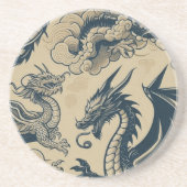 Fantasy Antiqued Drachen Getränkeuntersetzer (Vorne)