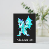 Fantasy Aqua Blue Dragon Feiertagspostkarte (Stehend Vorderseite)
