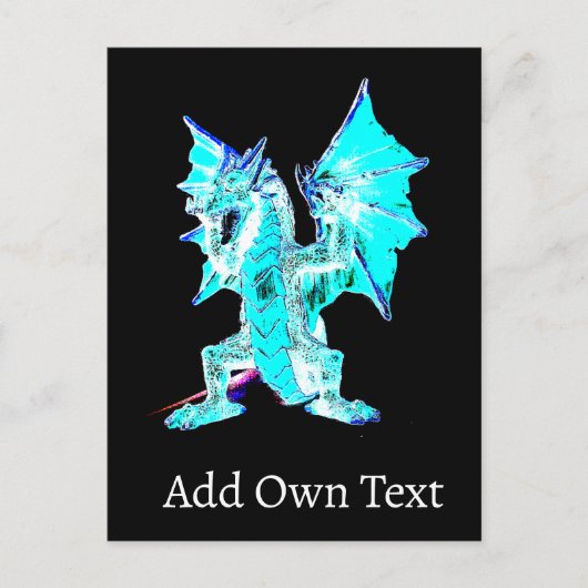 Fantasy Aqua Blue Dragon Feiertagspostkarte (Vorderseite)