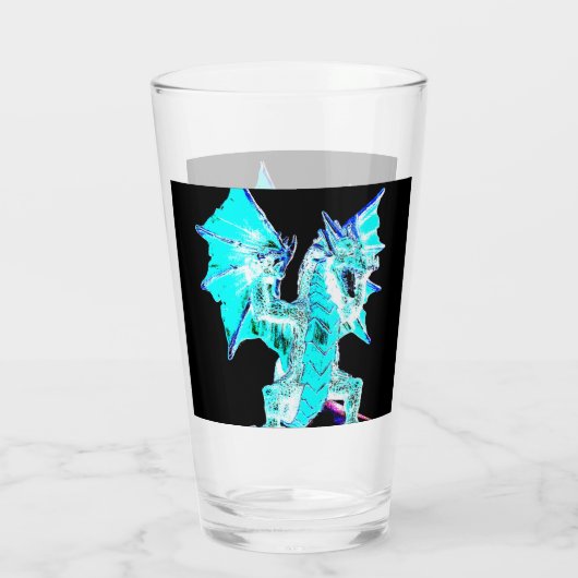 Fantasy Aqua Blue Dragon Glas (Rückseite)