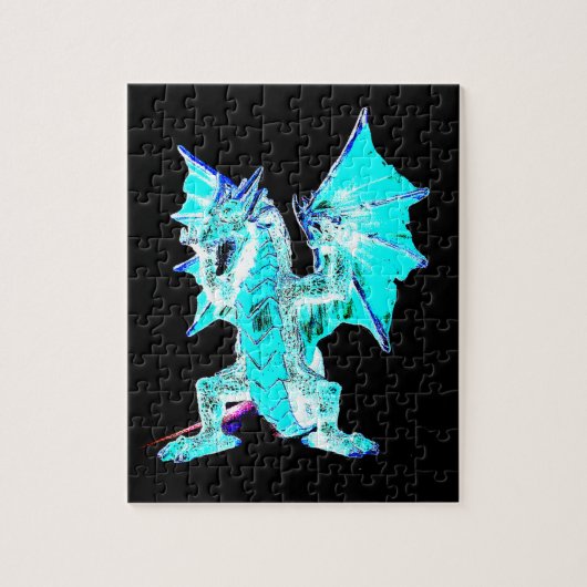 Fantasy Aqua Blue Dragon Puzzle (Vertikal)