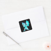 Fantasy Aqua Blue Dragon Quadratischer Aufkleber (Umschlag)