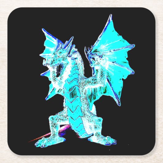 Fantasy Aqua Blue Dragon Rechteckiger Pappuntersetzer (Vorderseite)
