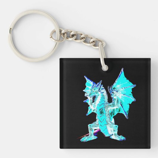 Fantasy Aqua Blue Dragon Schlüsselanhänger (Vorderseite)
