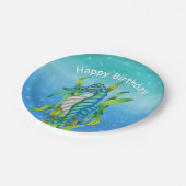 Fantasy Aqua Blue Sea Dragon Horns Algenblasen Pappteller (Schrägansicht)