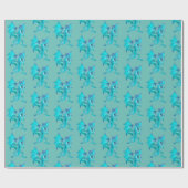 Fantasy Aqua Dragon Aquamarin Geschenkpapier (Flach)