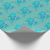 Fantasy Aqua Dragon Aquamarin Geschenkpapier (Ecke)