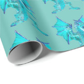 Fantasy Aqua Dragon Aquamarin Geschenkpapier (Rolleneckpunkt)