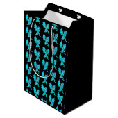 Fantasy Aqua Dragon Black Mittlere Geschenktüte (Rückseite Schrägansicht)