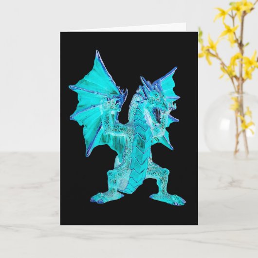 Fantasy Aqua Dragon  Card Karte (Gelbe Blume)