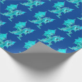 Fantasy Aqua Dragon Navy Blue Geschenkpapier (Ecke)