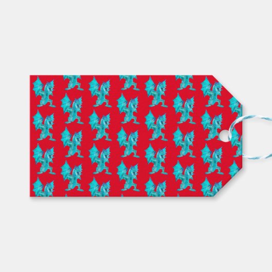Fantasy Aqua Dragon Red Geschenkanhänger (Vorderseite (Horizontal))