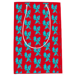 Fantasy Aqua Dragon Red Mittlere Geschenktüte