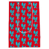Fantasy Aqua Dragon Red Mittlere Geschenktüte (Rückseite)