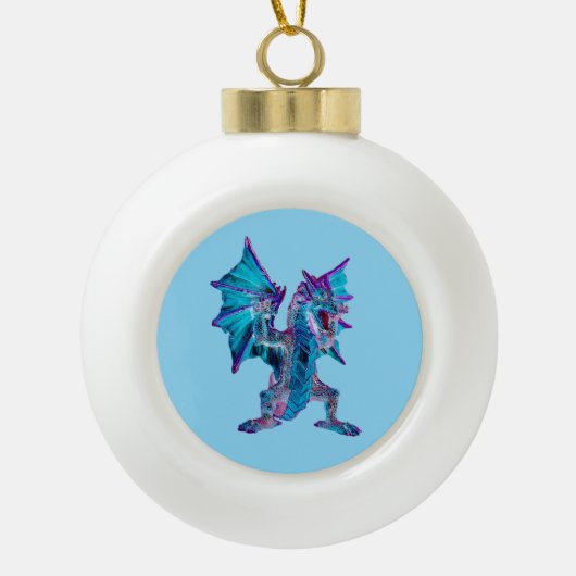 Fantasy Aqua Dragon Weihnachten Keramik Kugel-Ornament (Vorderseite)