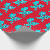 Fantasy Aqua Dragon Wrapping Paper Red Geschenkpapier (Ecke)