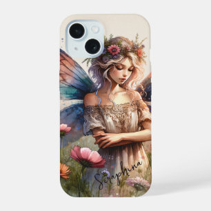 Fantasy Aquarellmühle mit Personalisiertem Namen iPhone 15 Hülle