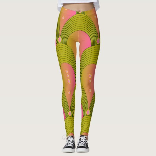 Fantasy Arcs Beads Pink Green Leggings (Vorderseite)