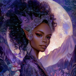  Fantasy Art African American Moon Elf Goddess Poster