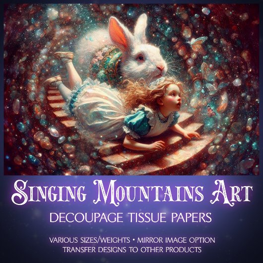 Fantasy Art Alice And Rabbit Hole Decoupage Seidenpapier