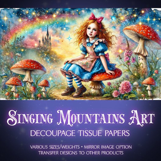 Fantasy Art Alice auf Mushroom Wunderland Seidenpapier