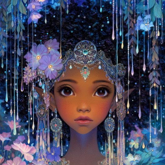 Fantasy Art Black Girl Black Queen Elf Goddess Poster