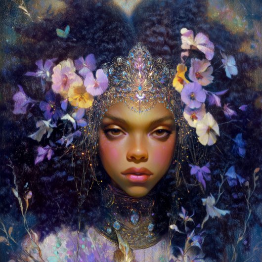 Fantasy Art Black Girl Black Queen Goddess Poster