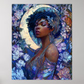 Fantasy Art Black Girl Black Queen Moon Goddess Poster (Vorne)