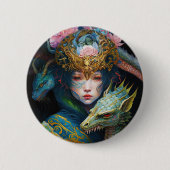 Fantasy Art Dragon Goddess Queen Button (Vorderseite)