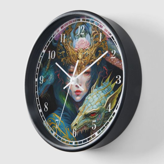 Fantasy Art Dragon Goddess Queen Clock Uhr (Winkel)