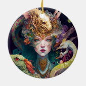 Fantasy Art Dragon Goddess Queen Keramik Ornament (Hinten)