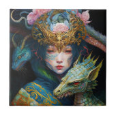 Fantasy Art Dragon Goddess Queen Keramik Tile Fliese (Vorderseite)