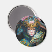 Fantasy Art Dragon Goddess Queen Magnet (Vorderseite/Rückseite)