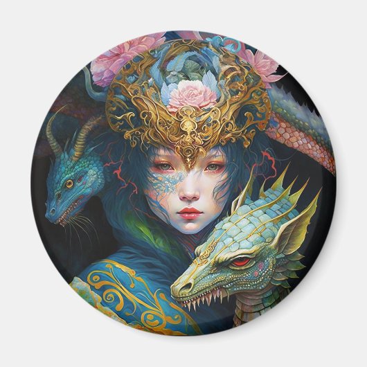 Fantasy Art Dragon Goddess Queen Magnet (Vorne)