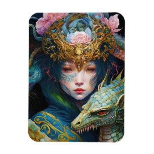 Fantasy Art Dragon Goddess Queen Magnet