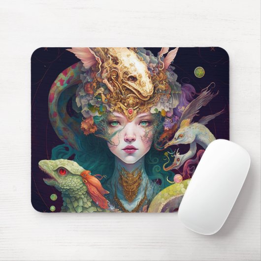 Fantasy Art Dragon Goddess Queen Mousepad (Mit Mouse)