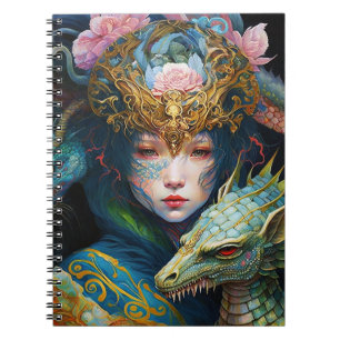 Fantasy Art Dragon Goddess Queen Notebook Notizblock