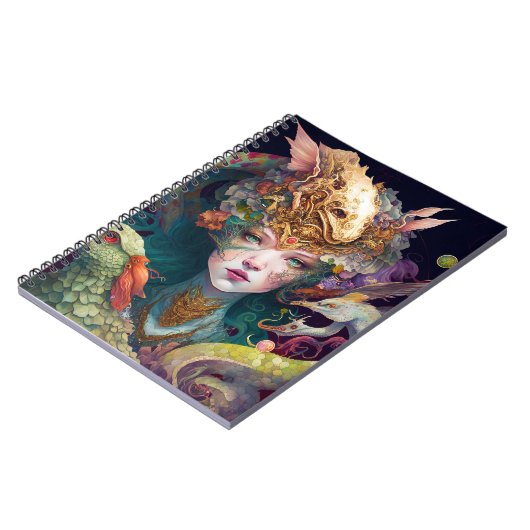 Fantasy Art Dragon Goddess Queen Notizblock (Linke Seite)