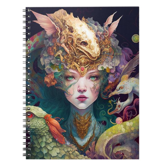 Fantasy Art Dragon Goddess Queen Notizblock (Vorderseite)