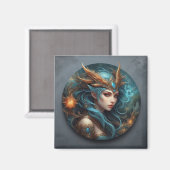 Fantasy Art Female Warrior farbenfroh Magnet (Vorderseite/Rückseite)